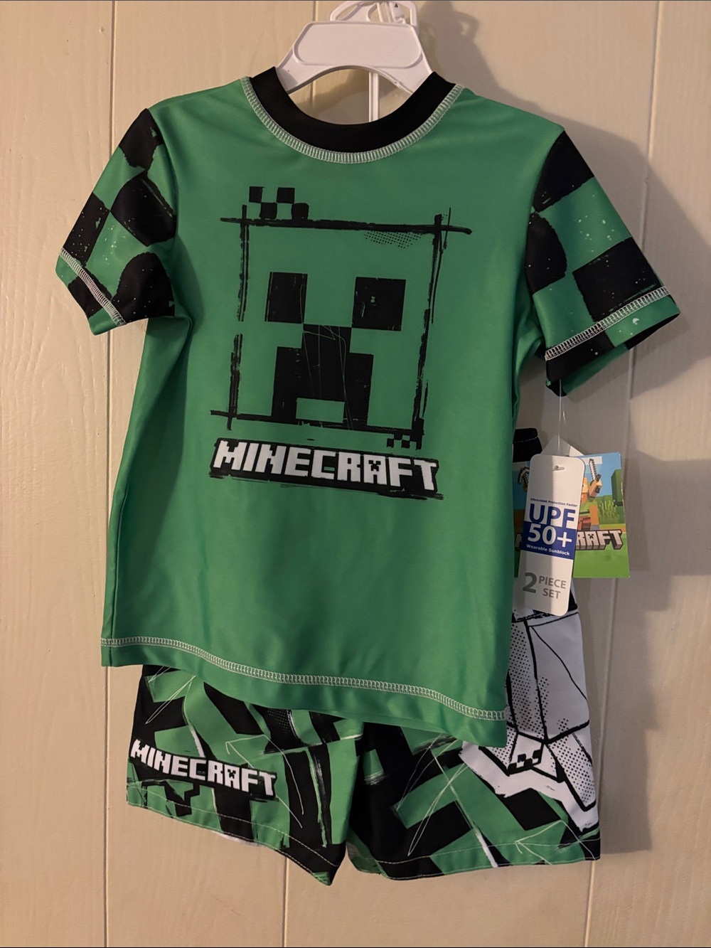 Minecraft Kids Green Swim Trunks Set - UPF 50+
